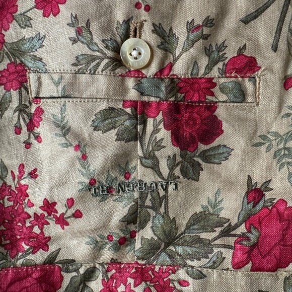 Vintage Lauren Ralph Lauren Floral Linen Shorts Plus Size Womens 18W Preppy Boho - Picture 7 of 7